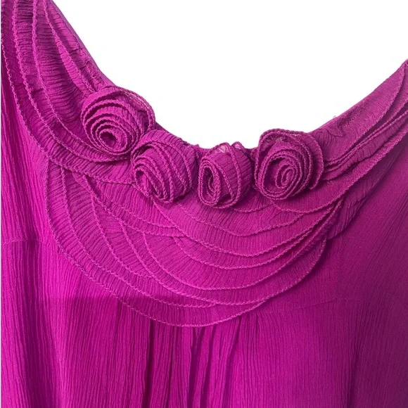 Beth Bowley Fuchsia Floral Chiffon Dress, Sz 6 - Picture 3 of 6